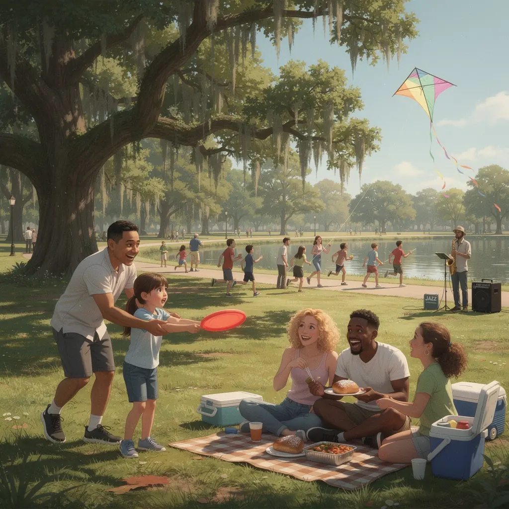 Живописная улица Французского квартала с исторической архитектурой.