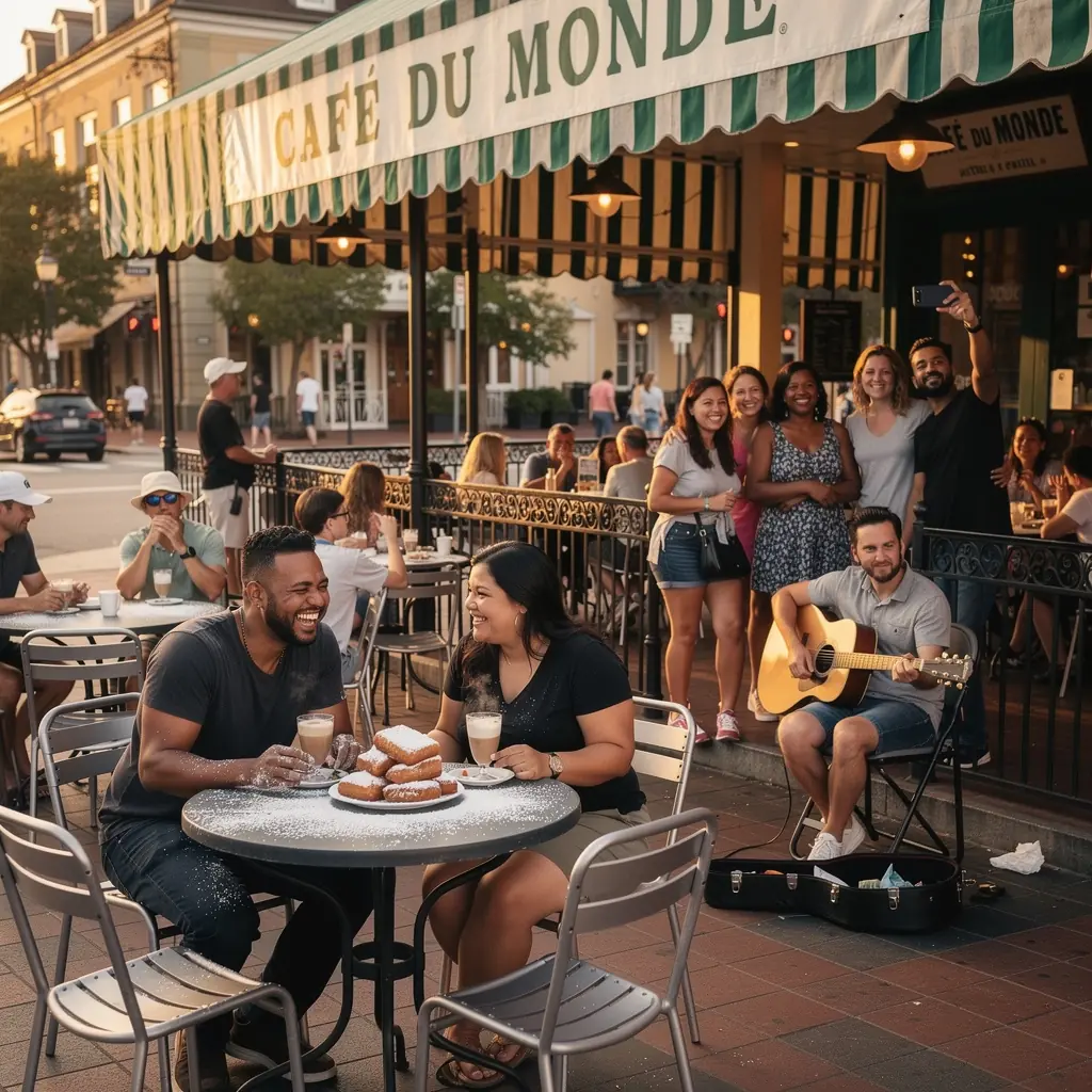 Музыканты, исполняющие джаз на улице, окруженные зрителями