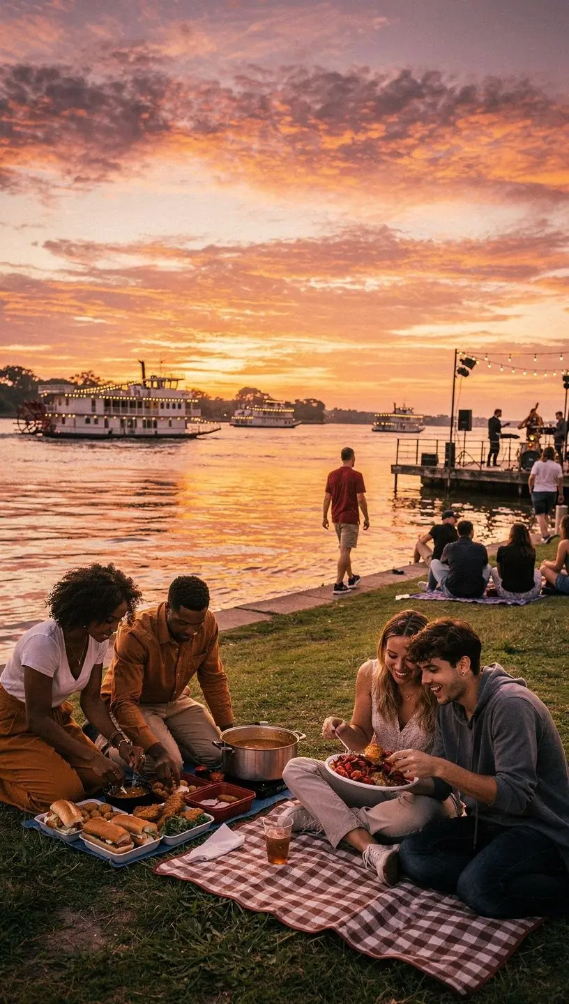 Музыканты играют джаз на улице, создавая атмосферу праздника.