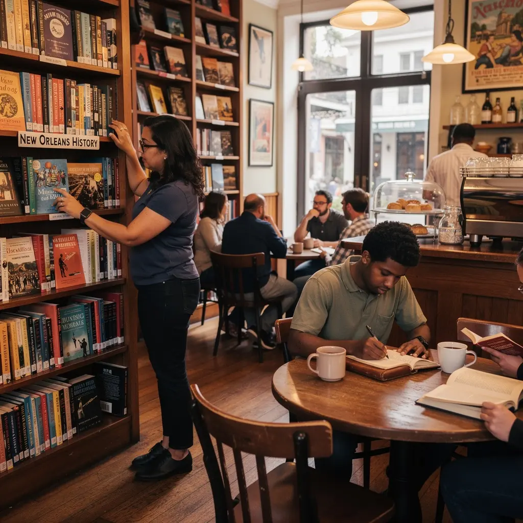 Улица во французском квартале с колоритными домами и уютными кафе.